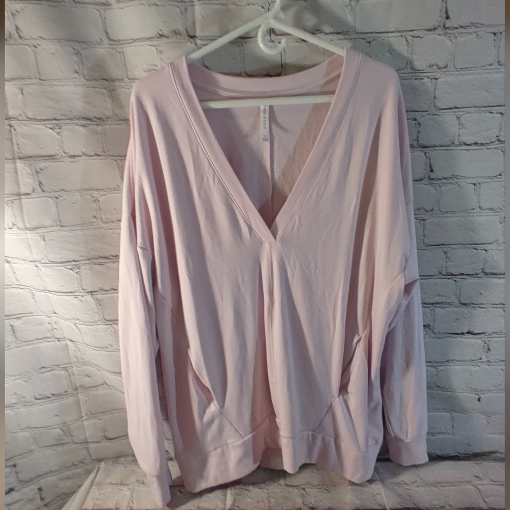 Fabletics V Neck Rosaline Pullover Pink Sweater M